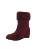 Bordó szőrmés rejtett telitalpú bokacsizma (0-201)