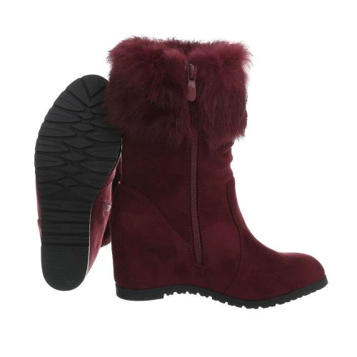 Bordó szőrmés rejtett telitalpú bokacsizma (0-201)