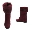Bordó szőrmés rejtett telitalpú bokacsizma (0-201)