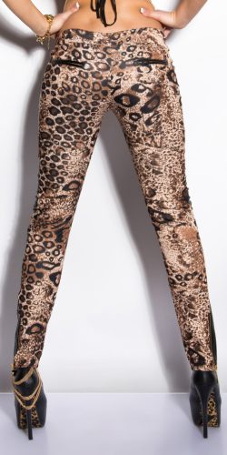 Leopárd mintás nadrág műbőr betéttel (IN50336 XS, S, M, L, XL)