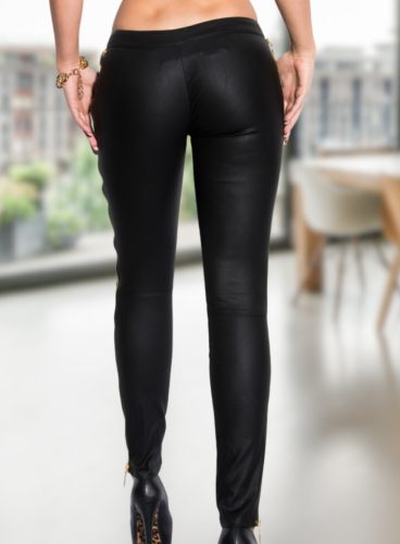 Fekete műbőr nadrág zipzárral