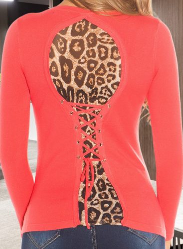 Hátán leopárdos fűzős korall felső (KO-303)