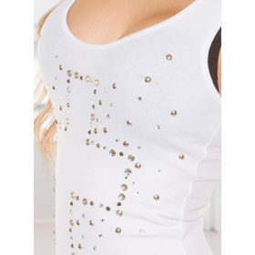 Ujjatlan köves fehér pamut trikó póló / felső