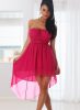 Lenge pink színű pánt nélküli aszimmetrikus miniruha