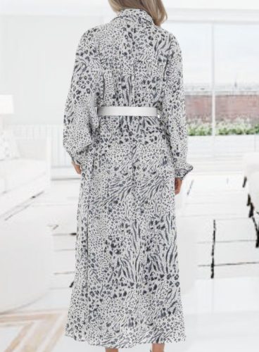 Gyönyörű lezseren elegáns leopárd mintás zsebes maxiruha