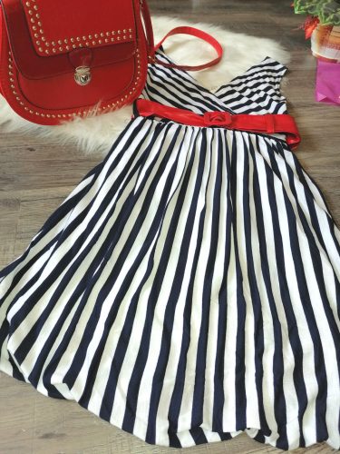 Kék-fehér tengerész csíkos miniruha 
