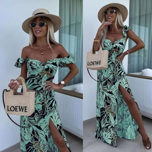 Virág mintás menta maxiruha