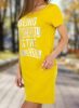 Rövid ujjú basic zsebes mintás sárga pólóruha /tunika