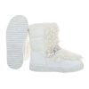 Fehér szőrmés hótaposó csizma strasszos lánccal (20-589)