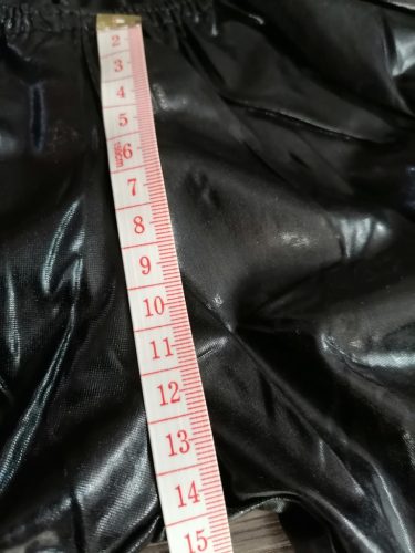 Fekete extra csípő fazonú latex nedves hatású leggings / cicanadrág