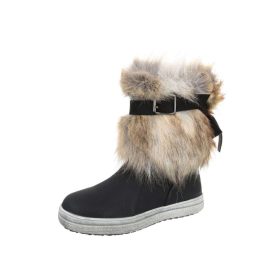 Fekete szőrmés bokacsizma (2724)