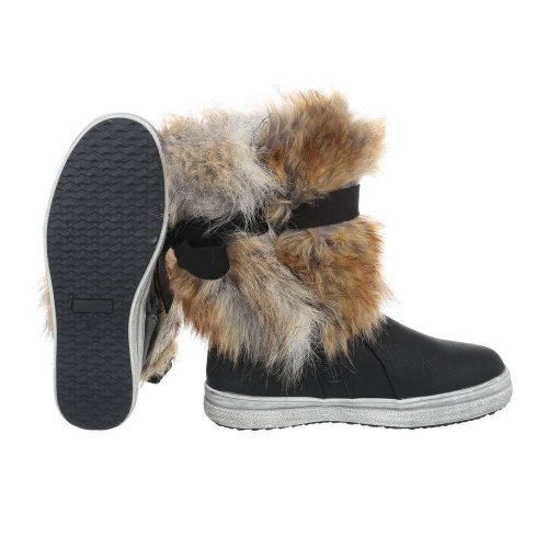 Fekete szőrmés bokacsizma (2724)