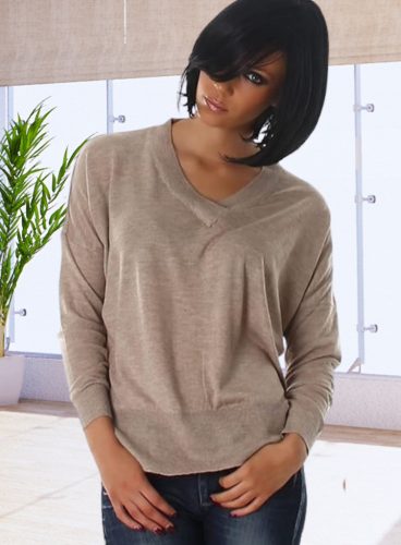 Basic finomkötésű cappuccino pulcsi / felső