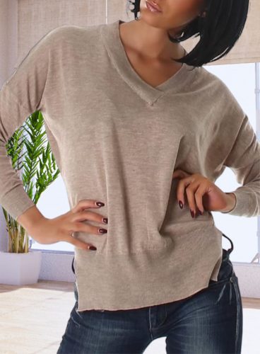 Basic finomkötésű cappuccino pulcsi / felső