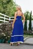 Elegáns királykék színű fodros pántos maxiruha