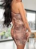 Különleges húzott leopárd mintás félvállas miniruha kagyló díszítéssel