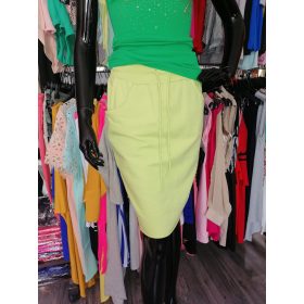   Zsebes megkötős lezser világoszöld pamut ceruza szoknya (618)