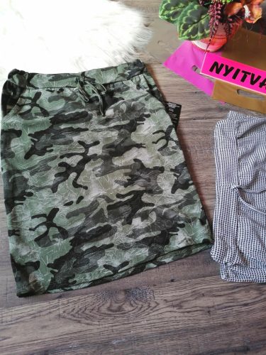 Mintás zsebes megkötős lezser pamut ceruza szoknya (619)