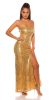 Exkluzív arany flitteres elegáns party ruha / hosszú ruha (L76008)