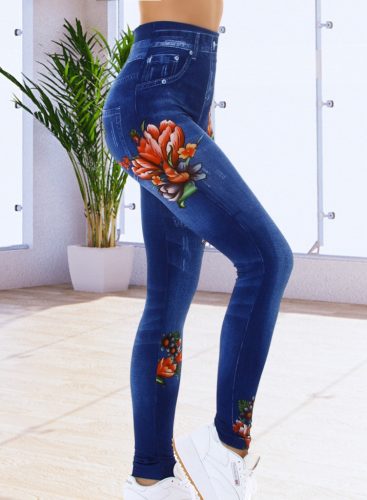 Strasszos mintás farmer leggings / cicanadrág