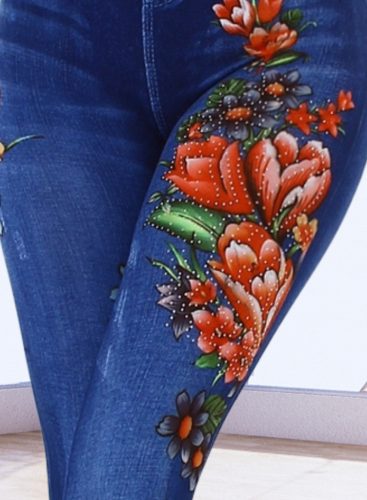 Strasszos mintás farmer leggings / cicanadrág