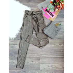 Zsebes kockás magasderekú elegáns nadrág övvel