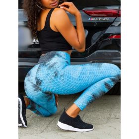   Alakformáló PUSH UP kék mintás fitness leggings / cicanadrág (8096)