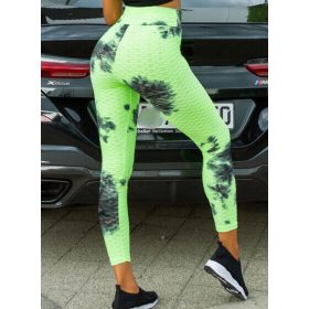   Alakformáló PUSH UP neonzöld mintás fitness leggings / cicanadrág (8096)