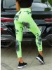 Alakformáló PUSH UP neonzöld mintás fitness leggings / cicanadrág (8096)