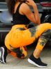 Alakformáló PUSH UP neonnarancs mintás fitness leggings / cicanadrág (8096)