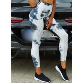   Alakformáló PUSH UP fehér mintás fitness leggings / cicanadrág (8096)