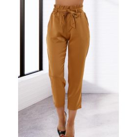 Derekán gumis megkötős lezser elegáns barna nadrág