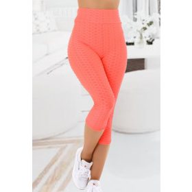 3/4-es fitness leggings / cicanadrág neonkorall színben