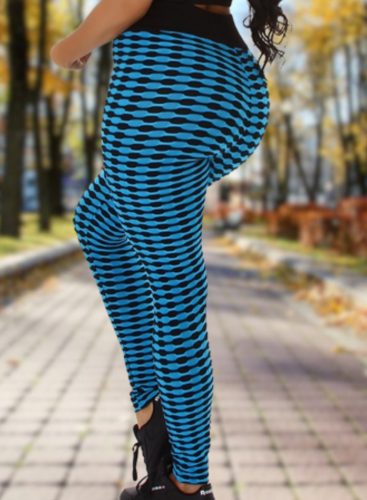 Alakformáló PUSH UP kék mintás fitness leggings / cicanadrág (8365)