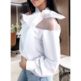 Elegáns fehér lezser blúz extra masnival