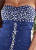 Elegáns kék alkalmi miniruha XL kövekkel