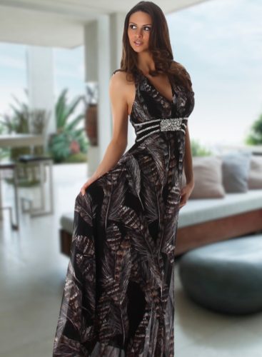 Exkluzív elegáns köves mintás ruha / hosszú ruha (9186)