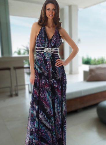 Exkluzív elegáns köves mintás ruha / hosszú ruha (9186)