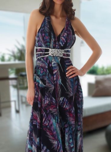 Exkluzív elegáns köves mintás ruha / hosszú ruha (9186)