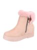 Rózsaszín szőrmés rejtett telitalpú magasított szárú sneaker / sportcipő / bokacsizma (A-173)