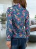 Virág mintás hosszú ujjú farmer blúz