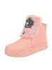 Rózsaszín szőrmés-strasszos magasított szárú sneaker / sportcipő / bokacsizma (an210)