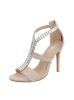 Szexi bézs magas sarkú szandál XL strasszkövekkel (B-60)