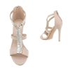 Szexi bézs magas sarkú szandál XL strasszkövekkel (B-60)