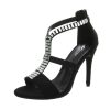 Szexi fekete magas sarkú szandál XL strasszkövekkel (B-60)