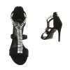 Szexi fekete magas sarkú szandál XL strasszkövekkel (B-60)