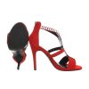 Szexi piros magas sarkú szandál XL strasszkövekkel (B-60)