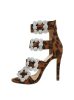 Exkluzív leopárd mintás magas sarkú szandál strasszos csatokkal (BY002)