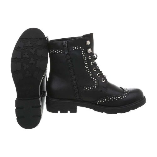 Fekete fűzős szegecses bakancs (BZ8393)