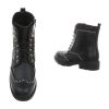 Fekete fűzős szegecses bakancs (BZ8393)